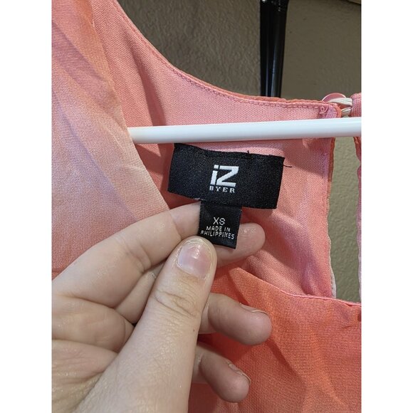 Iz Byer Coral High Low Dress Women's Size XS Short Sleeve Light Weight - Picture 3 of 5